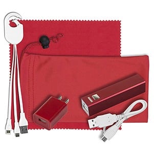 "DaySaver Lux" Mobile Tech Metal Power Bank Charging Kit w/Cleaning Cloth in Cinch Pouch-10