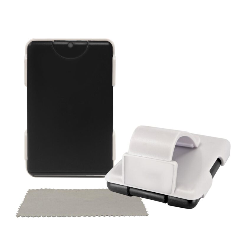 Custom Easy-Reach TM Auto Visor Clip w/Screen Cleaner Spray & Mini Microfiber Cleaning Cloth - 1