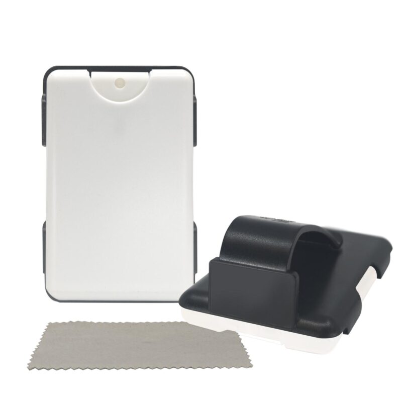 Custom Easy-Reach TM Auto Visor Clip w/Screen Cleaner Spray & Mini Microfiber Cleaning Cloth - 3